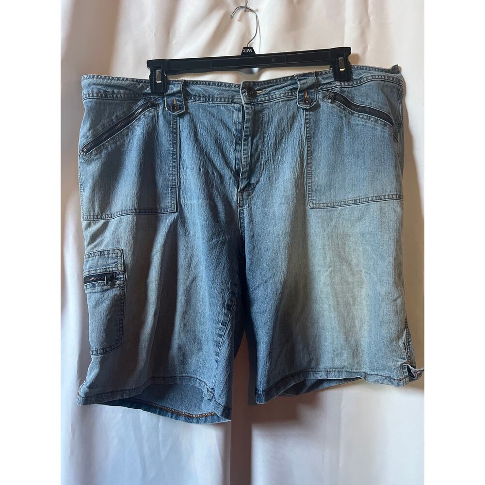 Faded Glory Women's Stretch Plus Shorts 24W RN78096 Denim Zipper Pockets